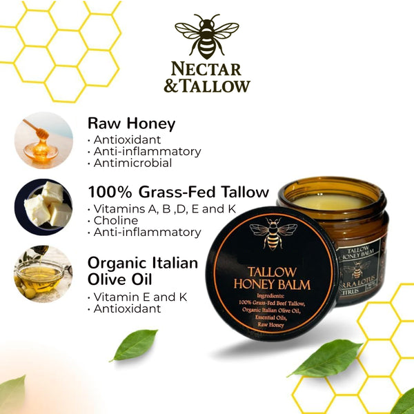 Organic Grass-Fed Beef Tallow Honey Balm